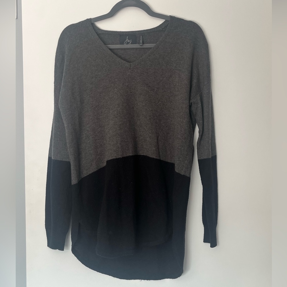 J&J Medium Grey and Black Colour Block Sweater